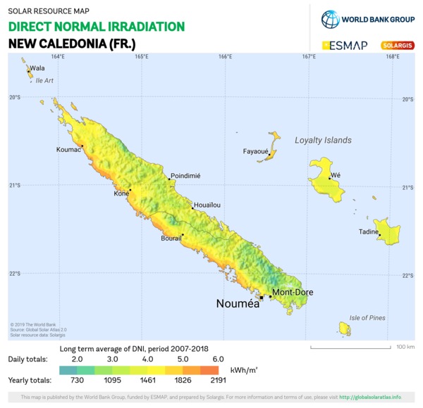 Direct Normal Irradiation, New Caledonia (FR)